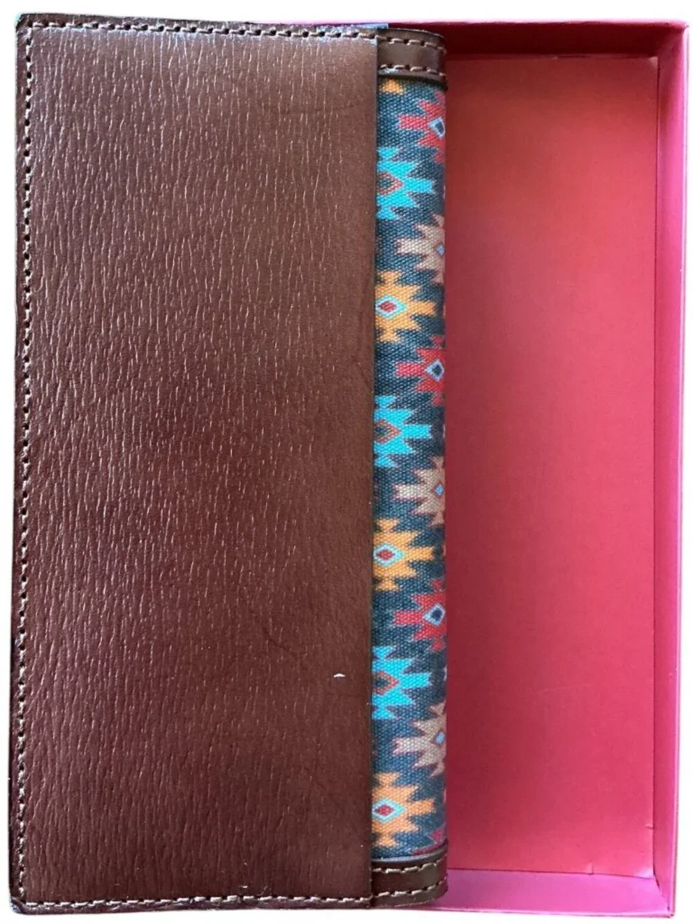 Red Dirt Hat Co Genuine Leather Rodeo Brown Wallet Southwestern Print New In Box